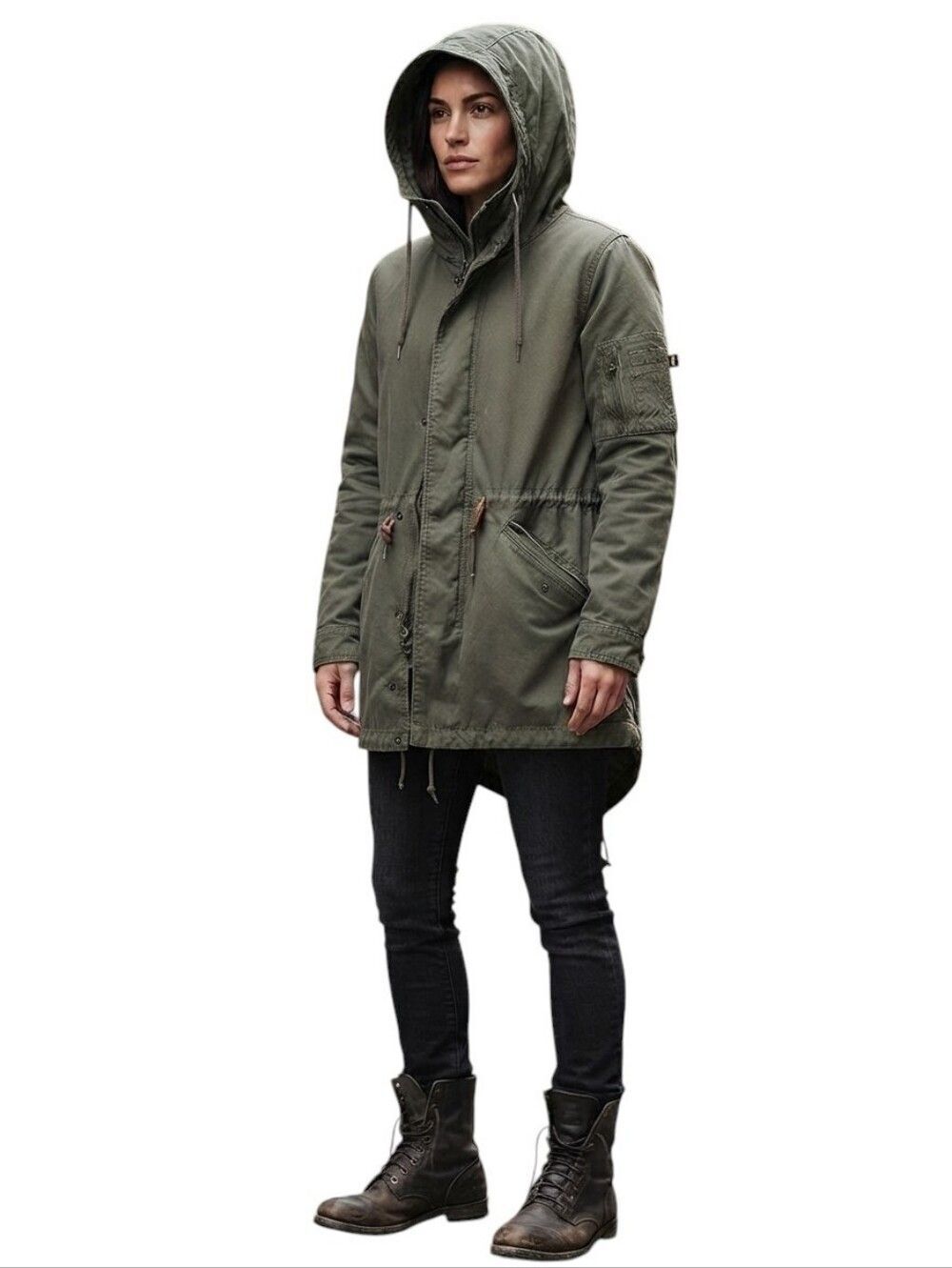 Alpha Industries Olive Green Cotton-Blend Utility Parka Jacket Size S